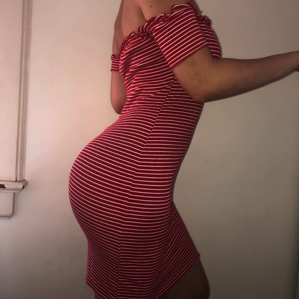 Heart and hips red and white striped dress